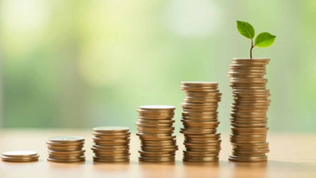 Pessoa a construir uma estrutura com moedas ou blocos, representando crescimento financeiro gradual e consistente
